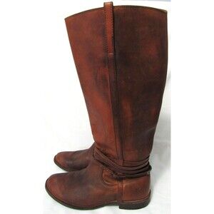 Frye Brown Leather Shirley Riding Plate Tall Western Riding Boots 6 B EUC